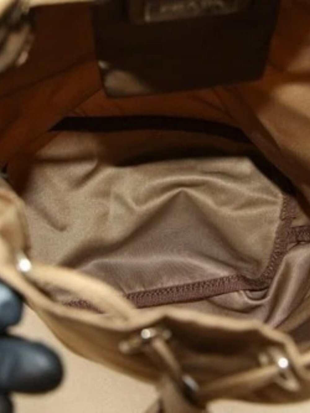 Prada Re-Nylon Drawstring Pouch - Brandy/Brown - Picture 9 of 12